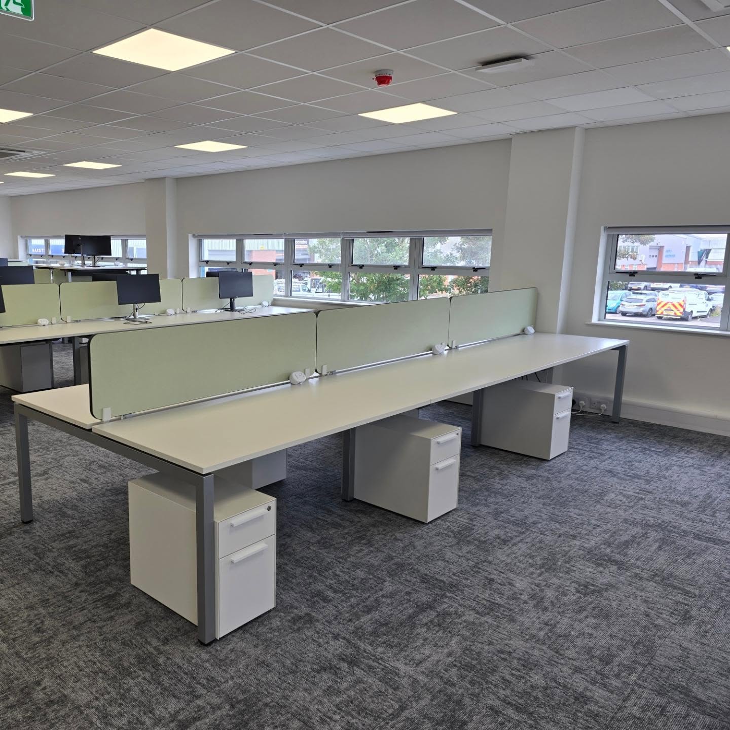 COFI installed workstations with acoustic screens